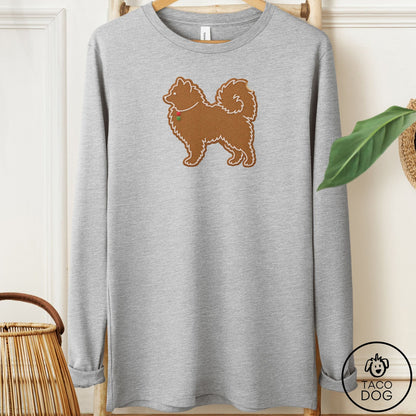 Pomeranian Gingerbread Long Sleeve Tee Athletic Heather Taco-Dog