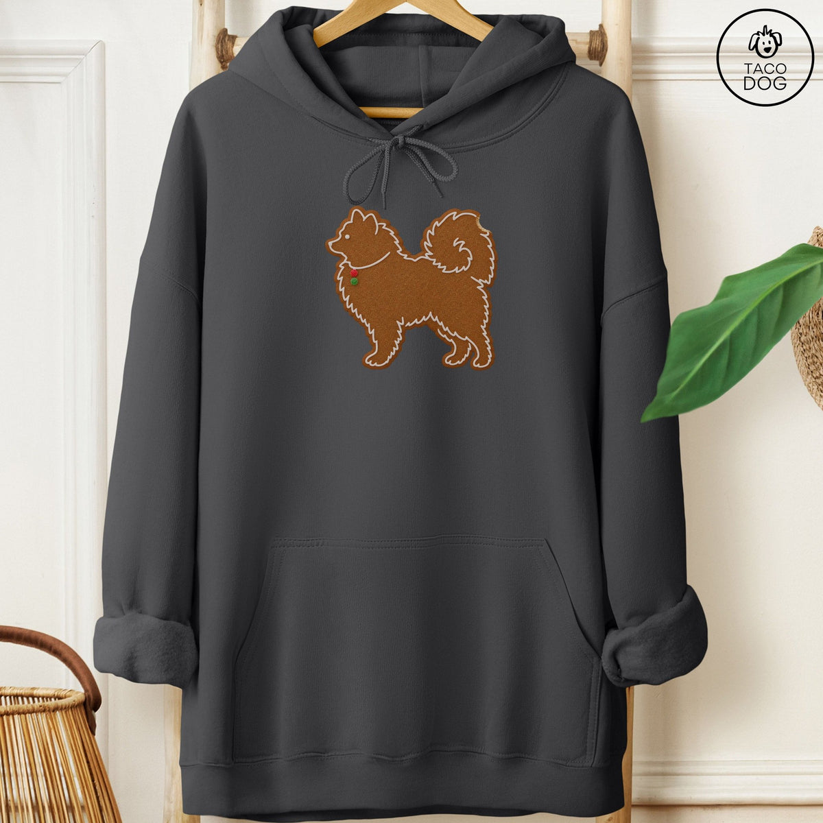 Pomeranian Gingerbread Hoodie Charcoal Taco-Dog