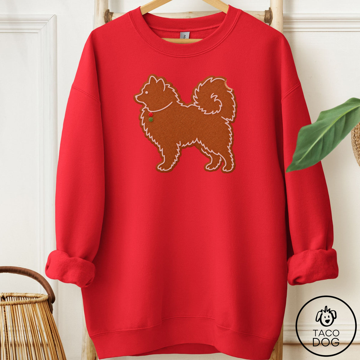 Pomeranian Gingerbread Sweatshirt Red Taco-Dog
