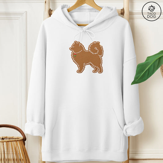 Pomeranian Gingerbread Hoodie White Taco-Dog