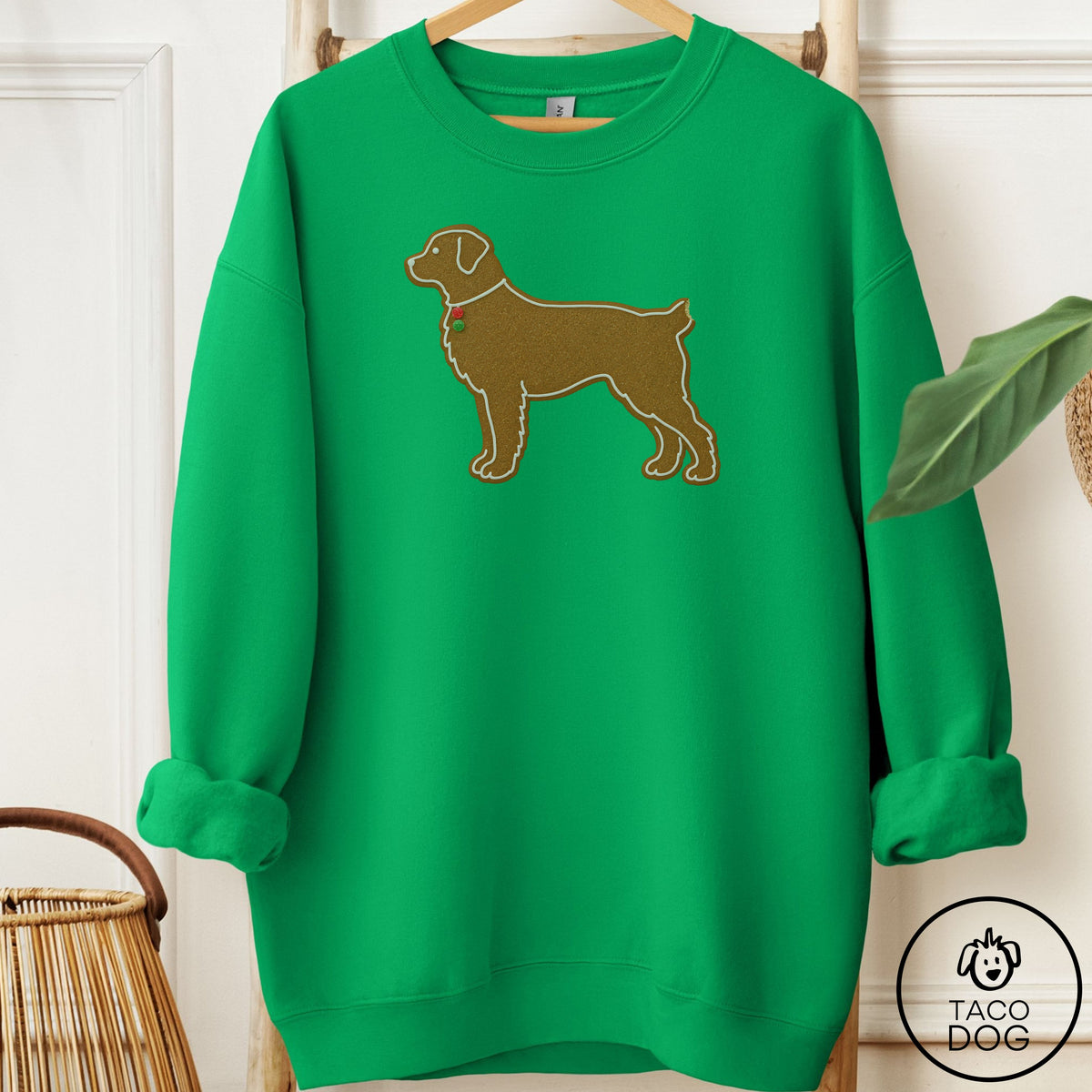 Rottweiler Gingerbread Sweatshirt Irish Green Taco-Dog