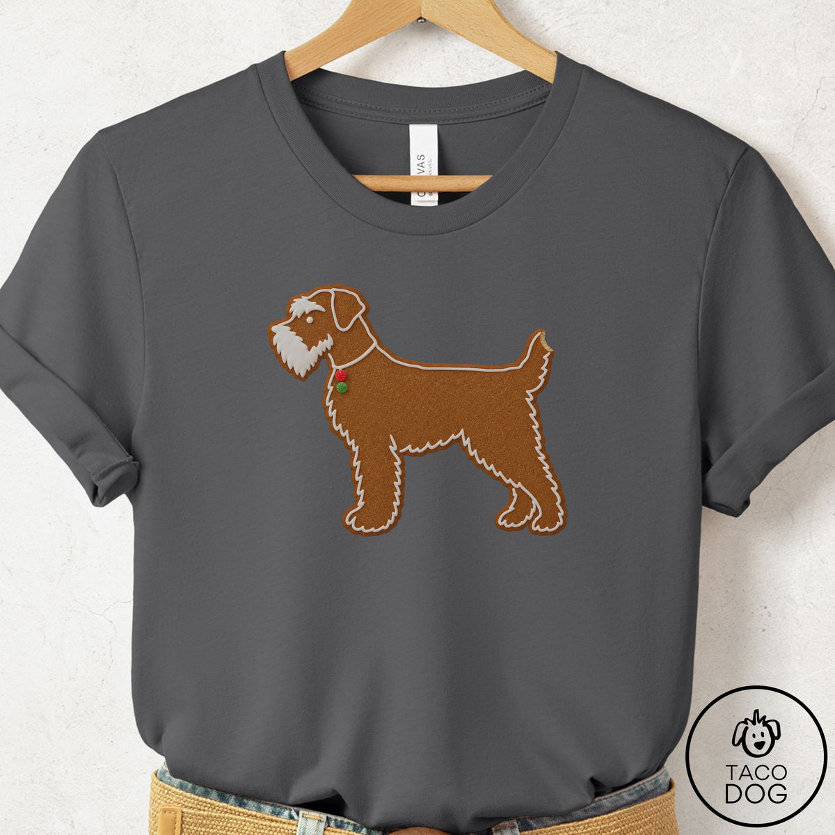 Schnauzer Gingerbread T-Shirt Asphalt Taco-Dog
