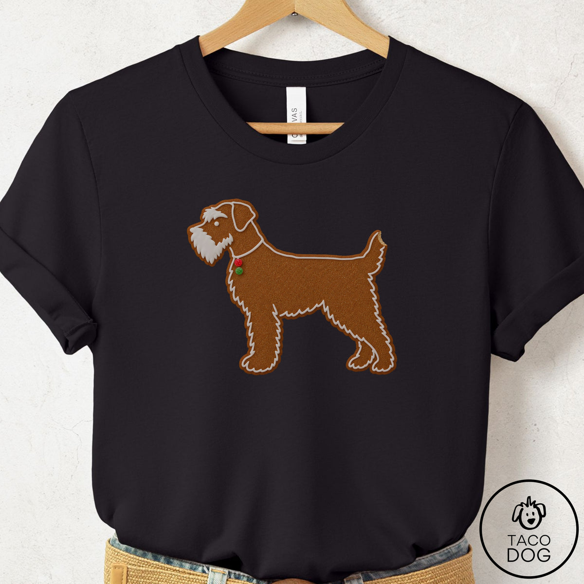 Schnauzer Gingerbread T-Shirt Black Taco-Dog
