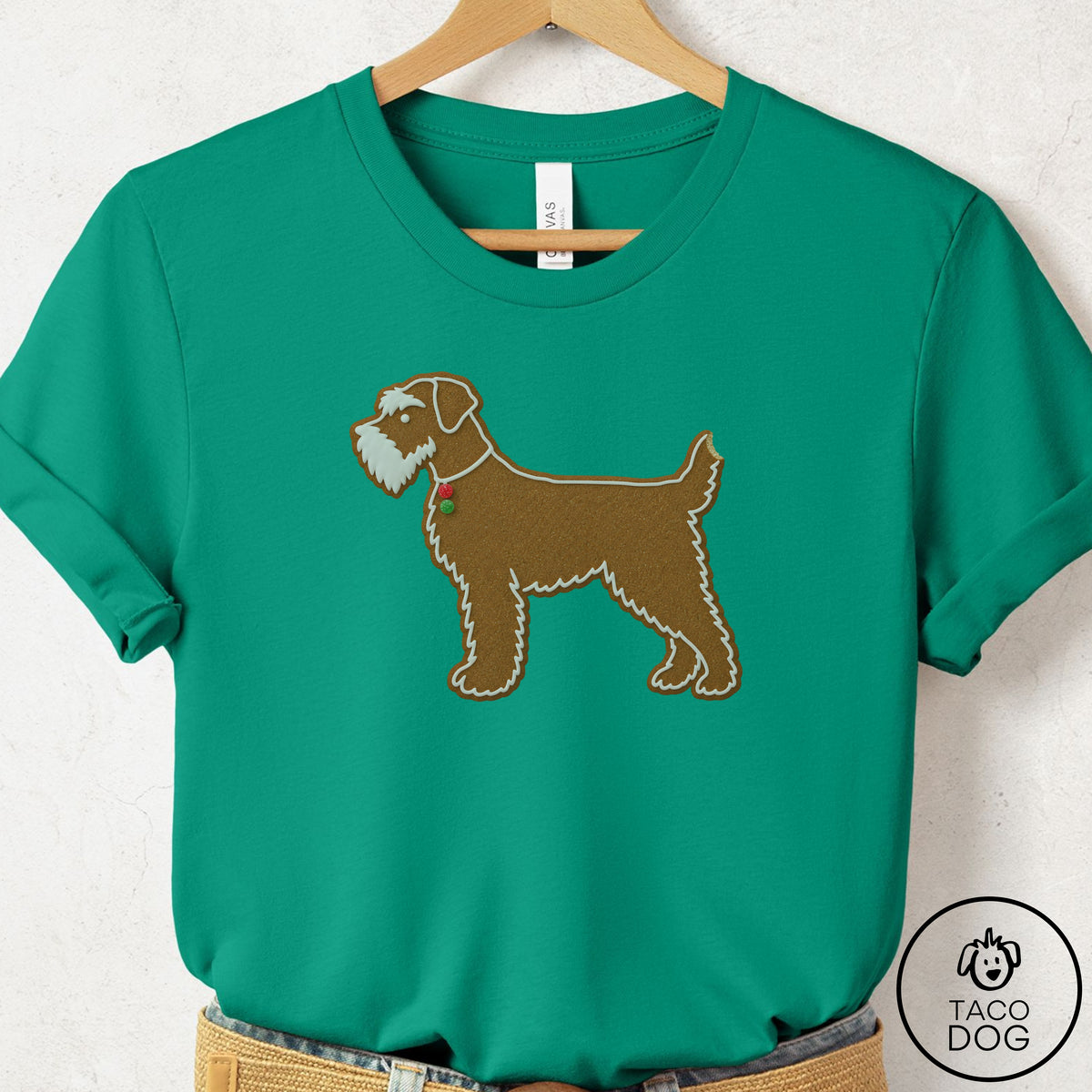 Schnauzer Gingerbread T-Shirt Kelly Taco-Dog