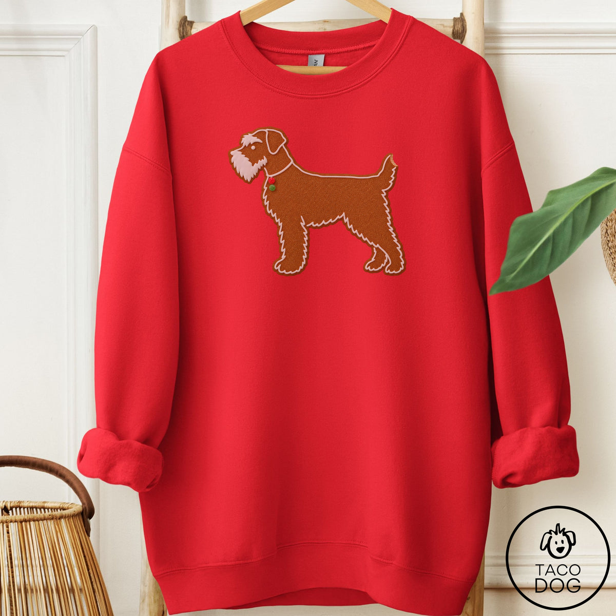 Schnauzer Gingerbread Sweatshirt Red Taco-Dog