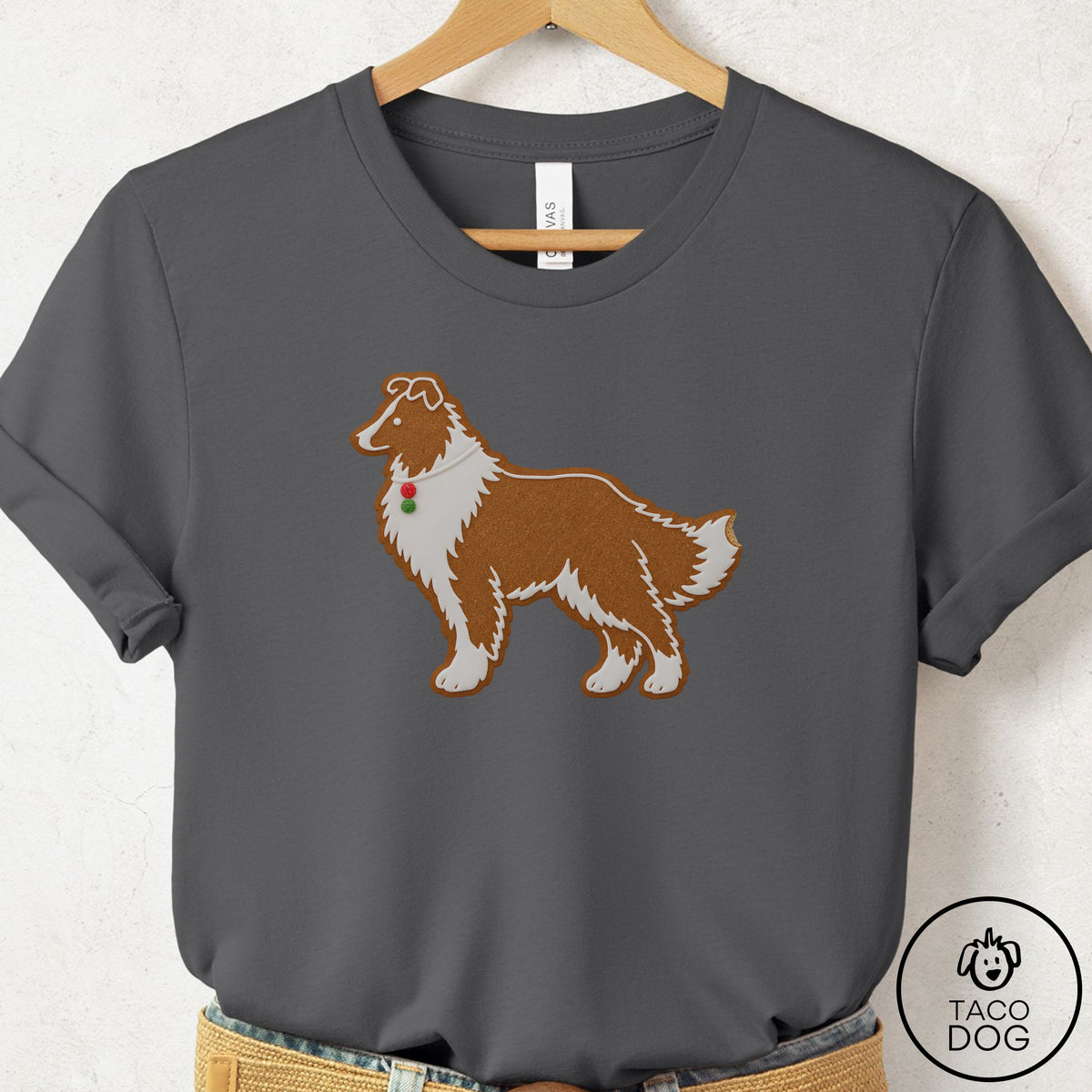 Shetland Sheepdog Gingerbread T-Shirt Asphalt Taco-Dog