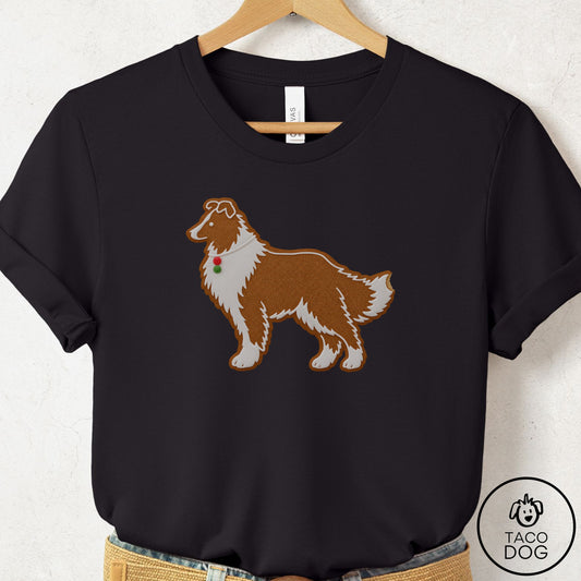Shetland Sheepdog Gingerbread T-Shirt Black Taco-Dog