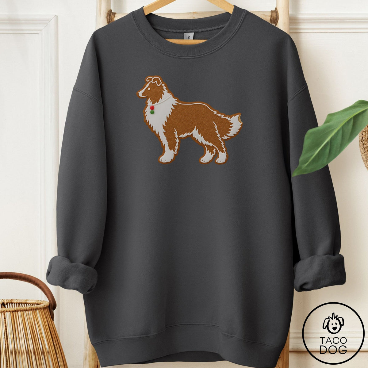 Shetland Sheepdog Gingerbread Sweatshirt Charcoal Taco-Dog