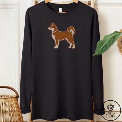 Shiba Inu Gingerbread Long Sleeve Tee Black Taco-Dog