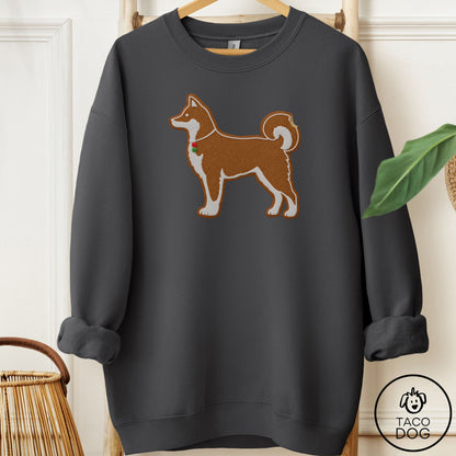 Shiba Inu Gingerbread Sweatshirt Charcoal Taco-Dog