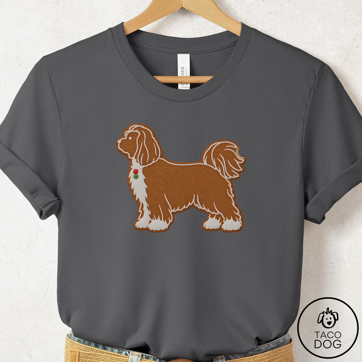 Shih Tzu Gingerbread T-Shirt Asphalt Taco-Dog
