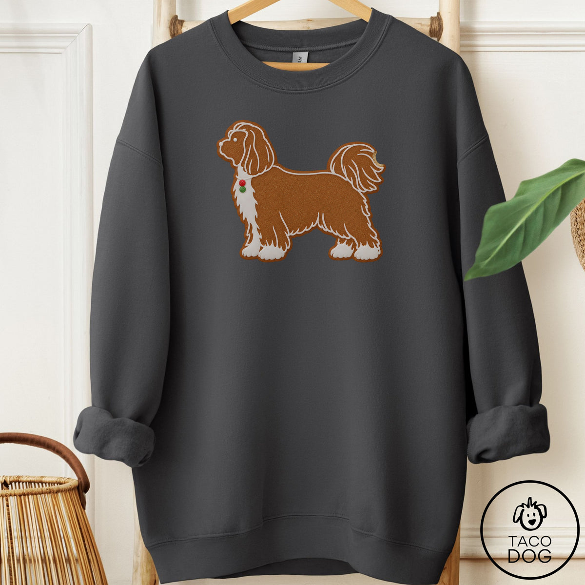 Shih Tzu Gingerbread Sweatshirt Charcoal Taco-Dog