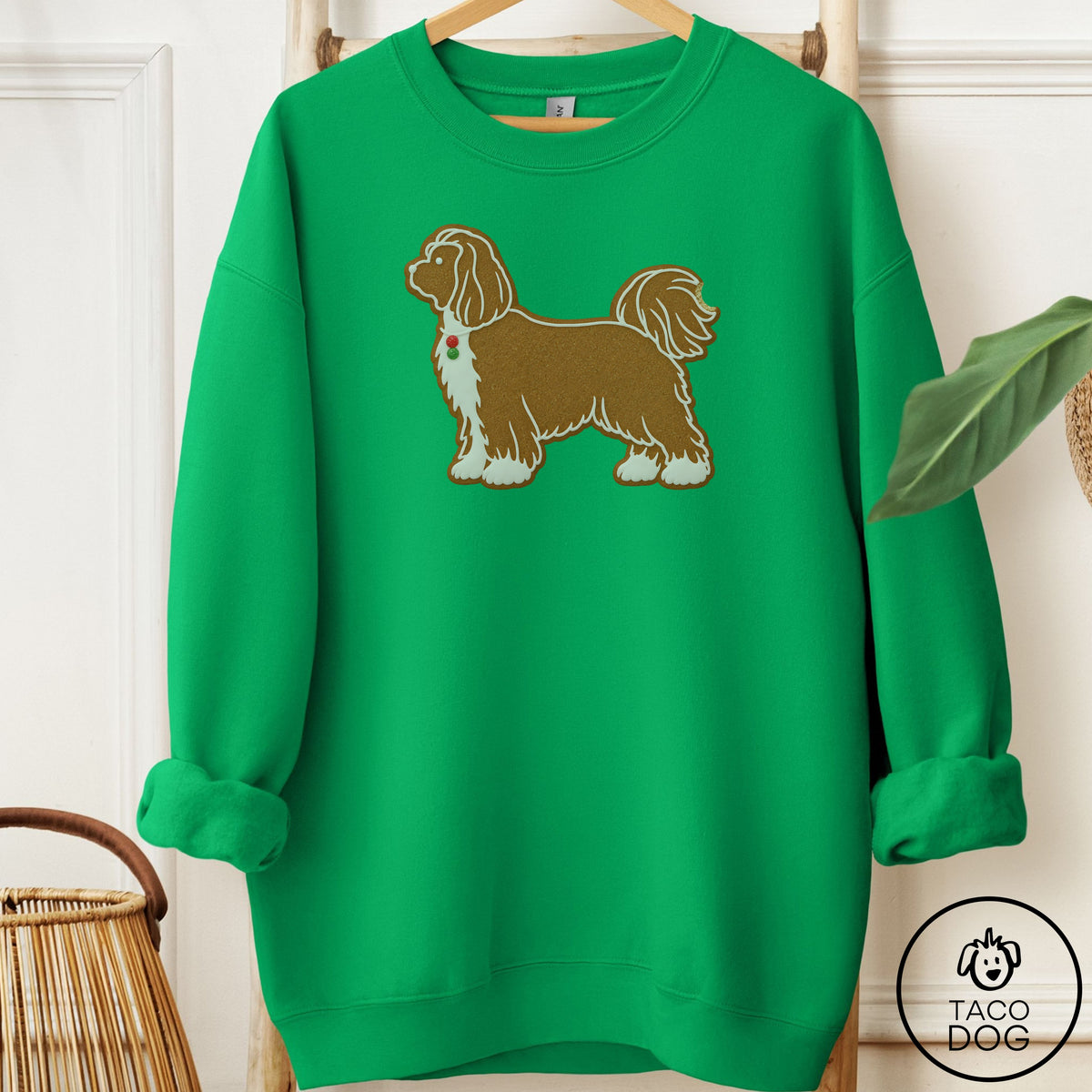 Shih Tzu Gingerbread Sweatshirt Irish Green Taco-Dog