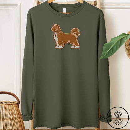 Shih Tzu Gingerbread Long Sleeve Tee Military Green Taco-Dog