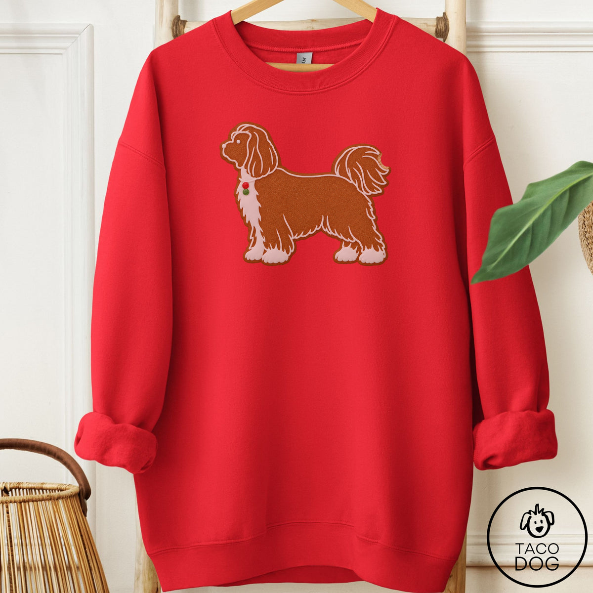 Shih Tzu Gingerbread Sweatshirt Red Taco-Dog