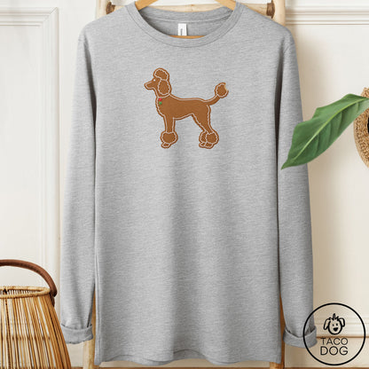 Poodle Gingerbread Long Sleeve Tee Athletic Heather Taco-Dog