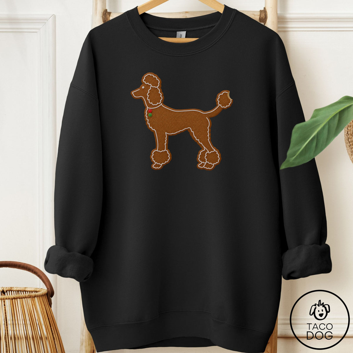 Poodle Gingerbread Sweatshirt Black Taco-Dog