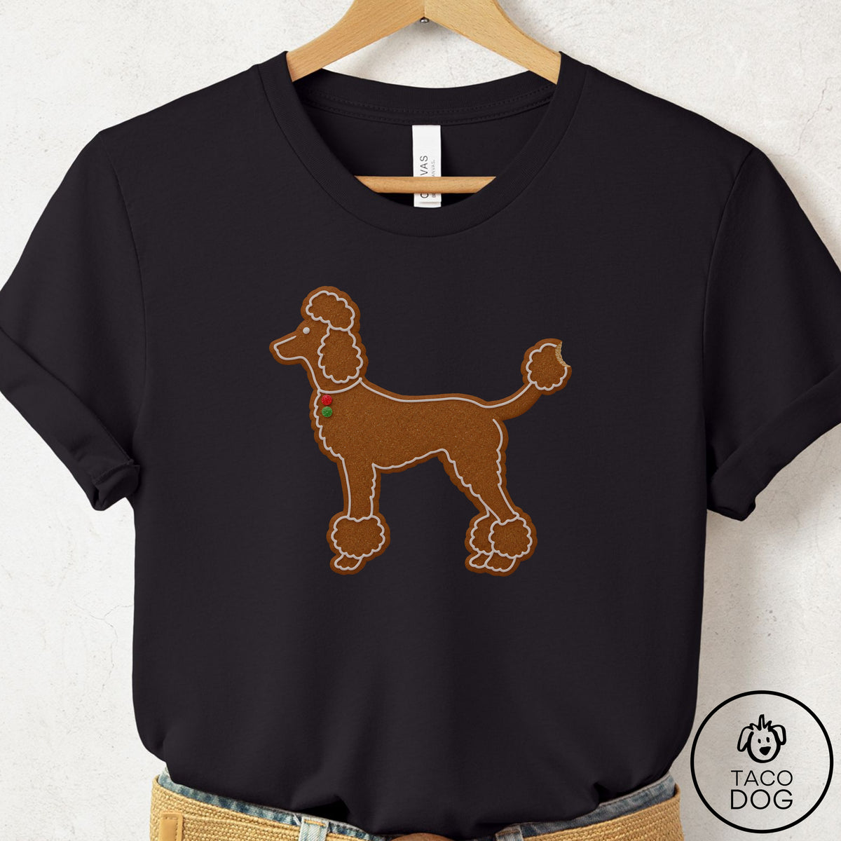 Poodle Gingerbread T-Shirt Black Taco-Dog