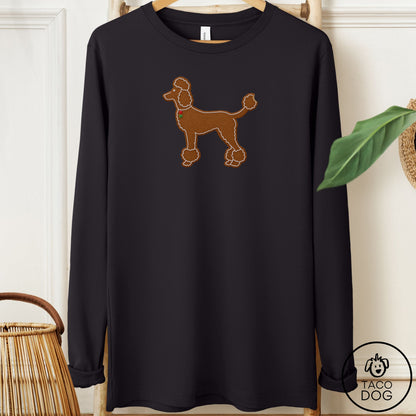 Poodle Gingerbread Long Sleeve Tee Black Taco-Dog