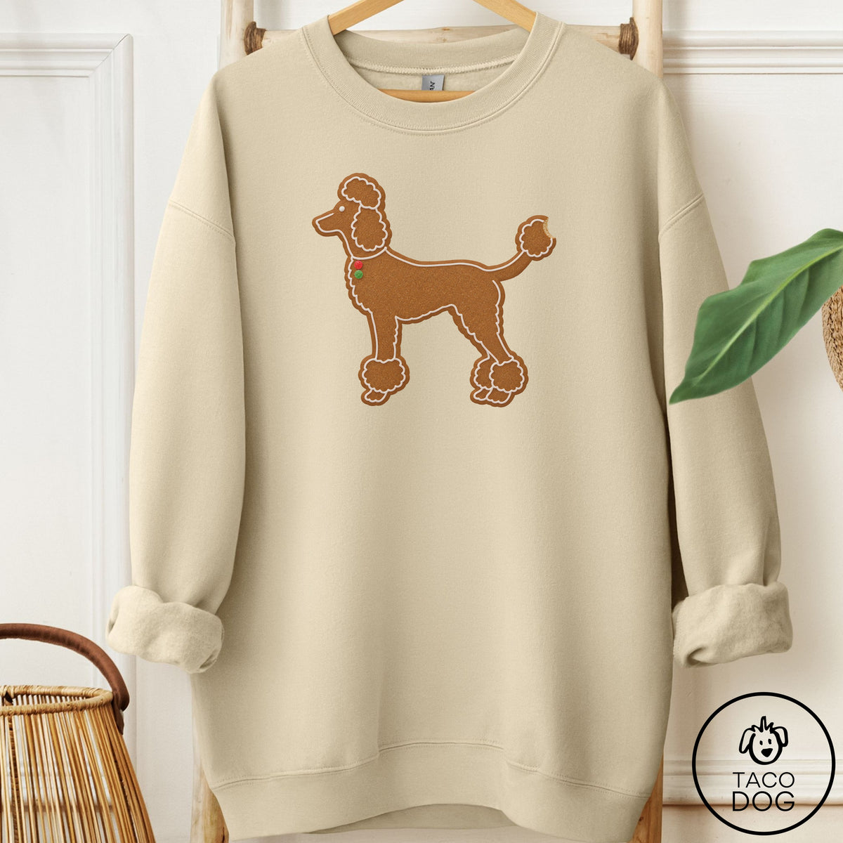 Poodle Gingerbread Sweatshirt Sand Taco-Dog