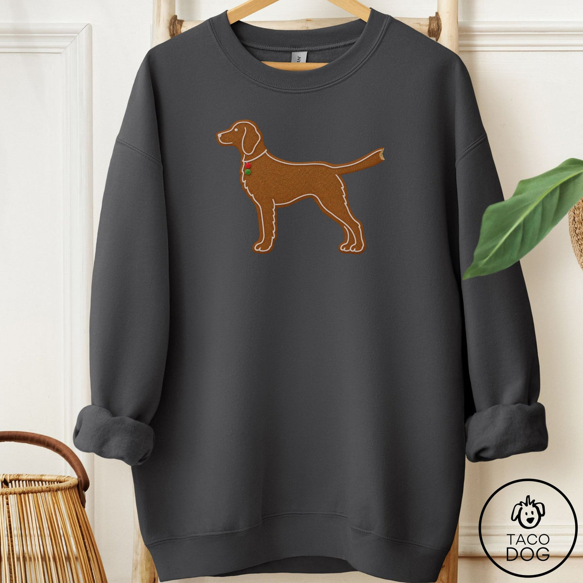 Vizsla Gingerbread Sweatshirt Charcoal Taco-Dog