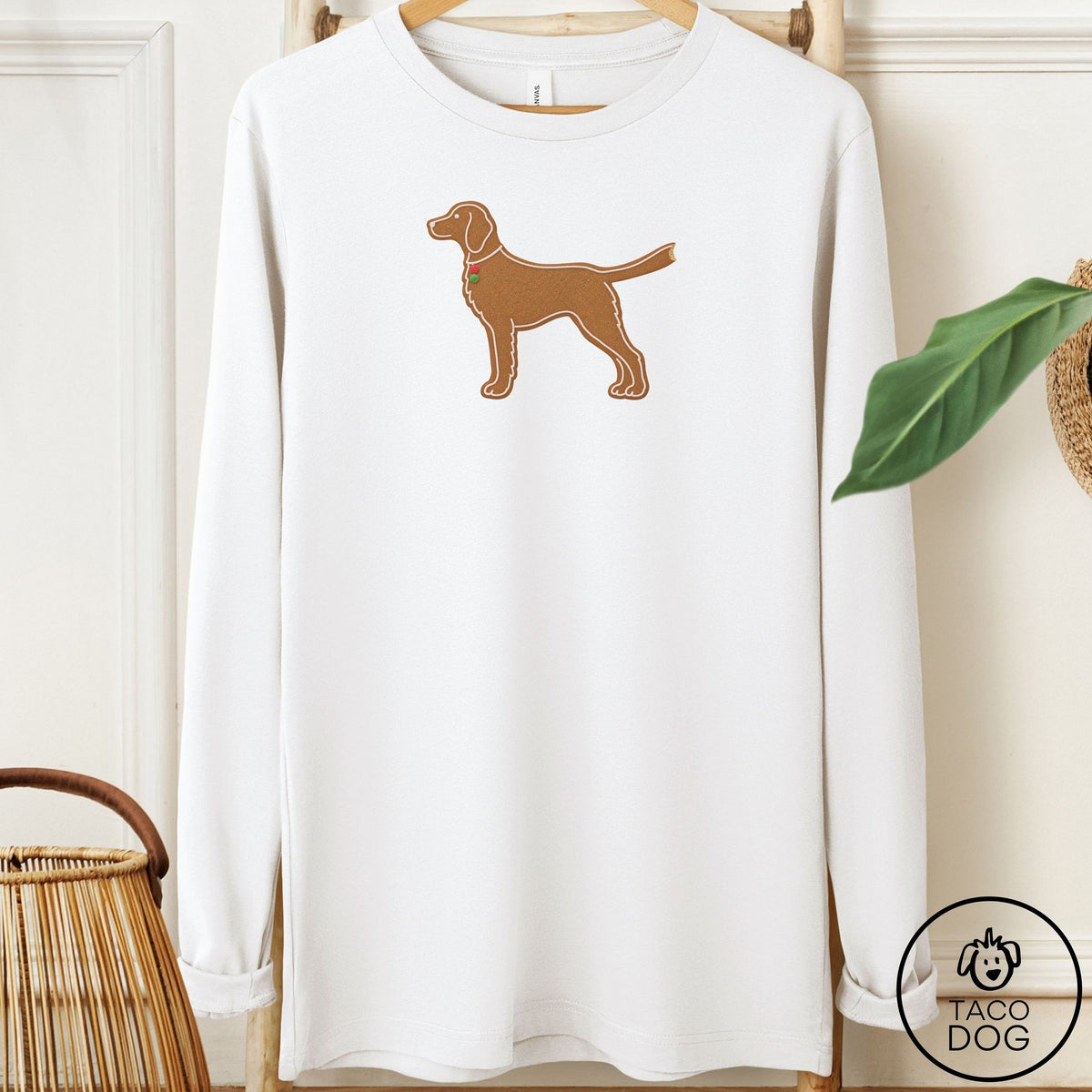 Vizsla Gingerbread Long Sleeve Tee White Taco-Dog