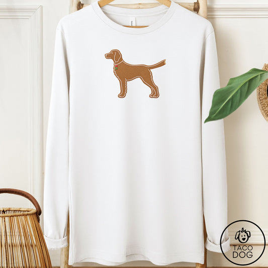 Vizsla Gingerbread Long Sleeve Tee White Taco-Dog