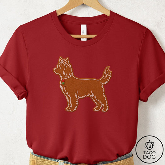 Yorkshire Terrier Yorkie Gingerbread T-Shirt Canvas Red Taco-Dog