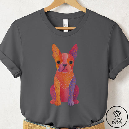 Boston Terrier Gouache T-Shirt Asphalt Taco-Dog