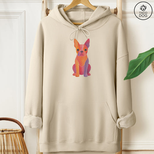 Boston Terrier Gouache Hoodie Sand Taco-Dog