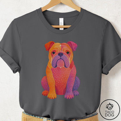 English Bulldog Gouache T-Shirt Asphalt Taco-Dog