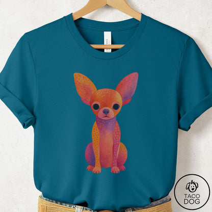 Chihuahua Gouache T-Shirt Deep Teal Taco-Dog