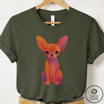 Chihuahua Gouache T-Shirt Military Green Taco-Dog