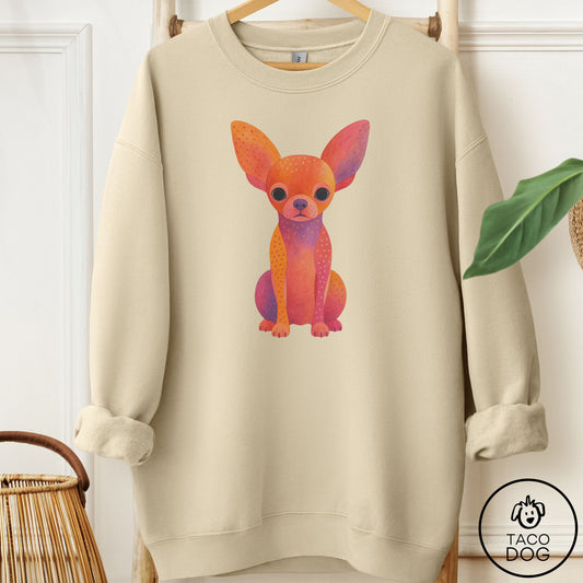 Chihuahua Gouache Sweatshirt Sand Taco-Dog