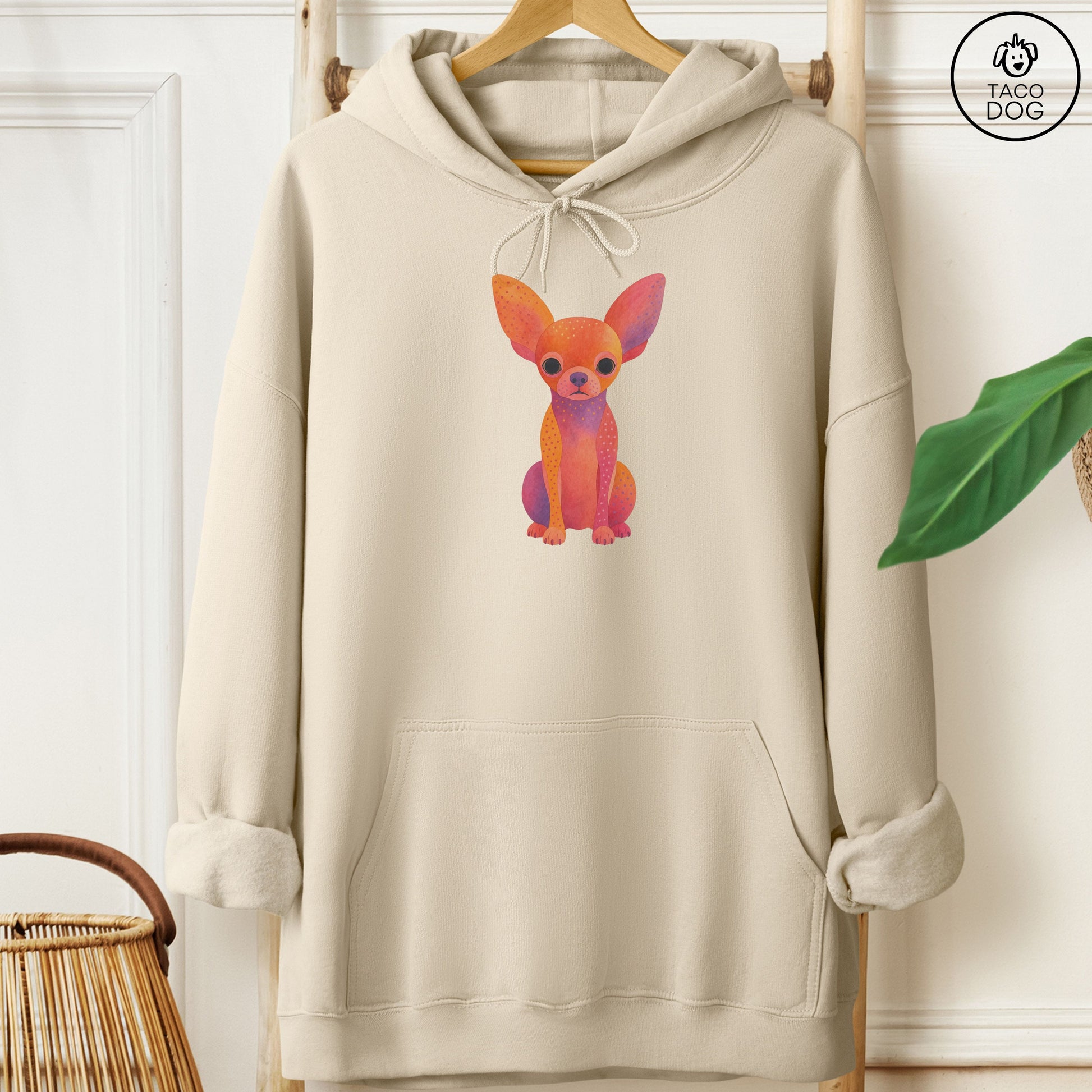 Chihuahua Gouache Hoodie Sand Taco-Dog