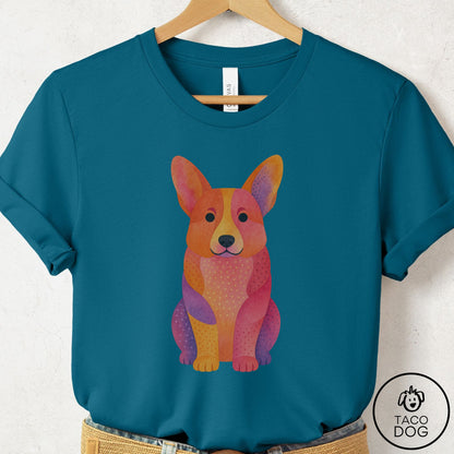 Corgi Gouache T-Shirt Deep Teal Taco-Dog