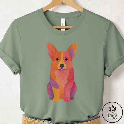 Corgi Gouache T-Shirt Sage Taco-Dog