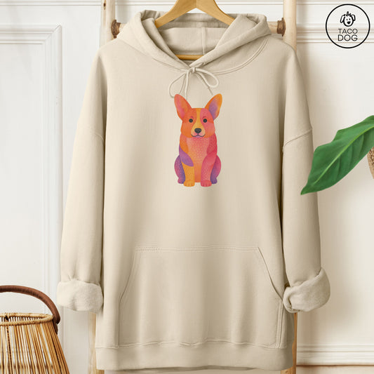 Corgi Gouache Hoodie Sand Taco-Dog