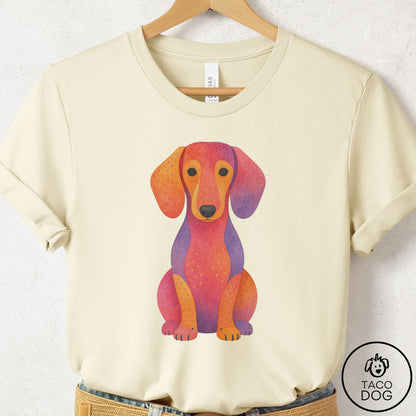 Dachshund Gouache T-Shirt Natural Taco-Dog