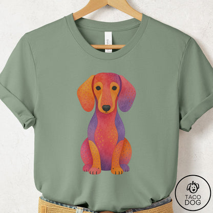 Dachshund Gouache T-Shirt Sage Taco-Dog