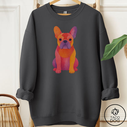 French Bulldog Frenchie Gouache Sweatshirt Charcoal Taco-Dog