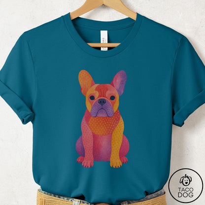 French Bulldog Frenchie Gouache T-Shirt Deep Teal Taco-Dog