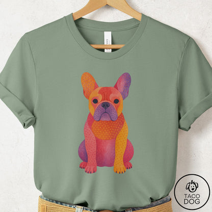 French Bulldog Frenchie Gouache T-Shirt Sage Taco-Dog