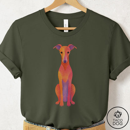 Italian Greyhound Whippet Gouache T-Shirt Military Green Taco-Dog