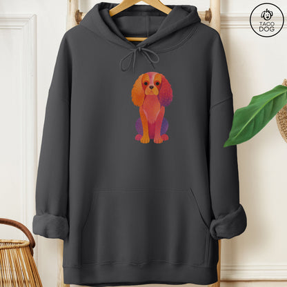 Cavalier King Charles Spaniel Gouache Hoodie Charcoal Taco-Dog