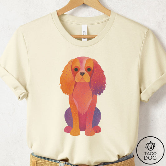 Cavalier King Charles Spaniel Gouache T-Shirt Natural Taco-Dog