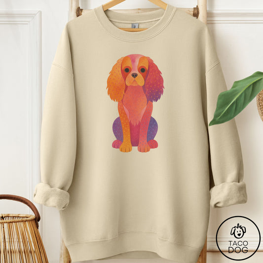 Cavalier King Charles Spaniel Gouache Sweatshirt Sand Taco-Dog