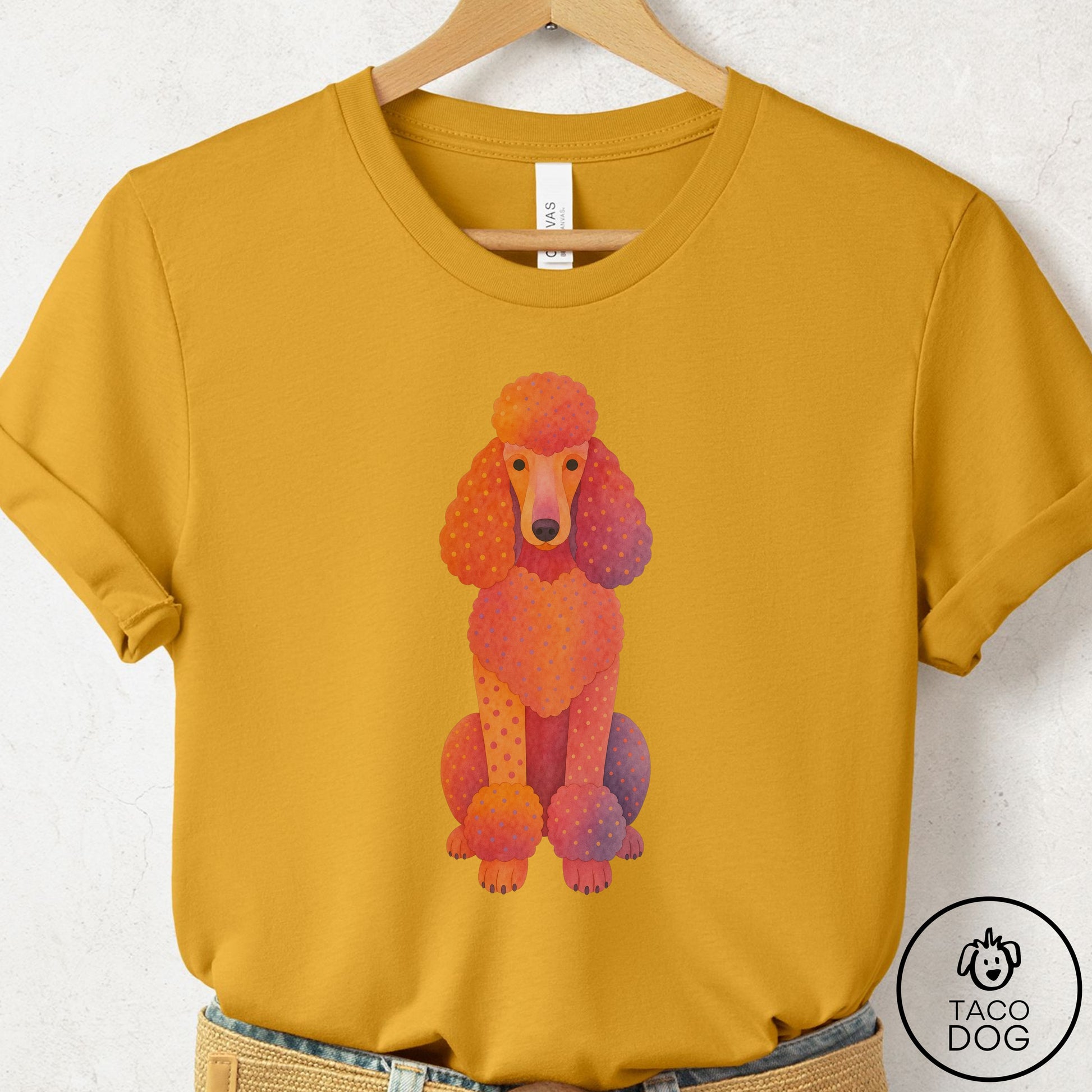 Poodle Gouache T-Shirt Mustard Taco-Dog