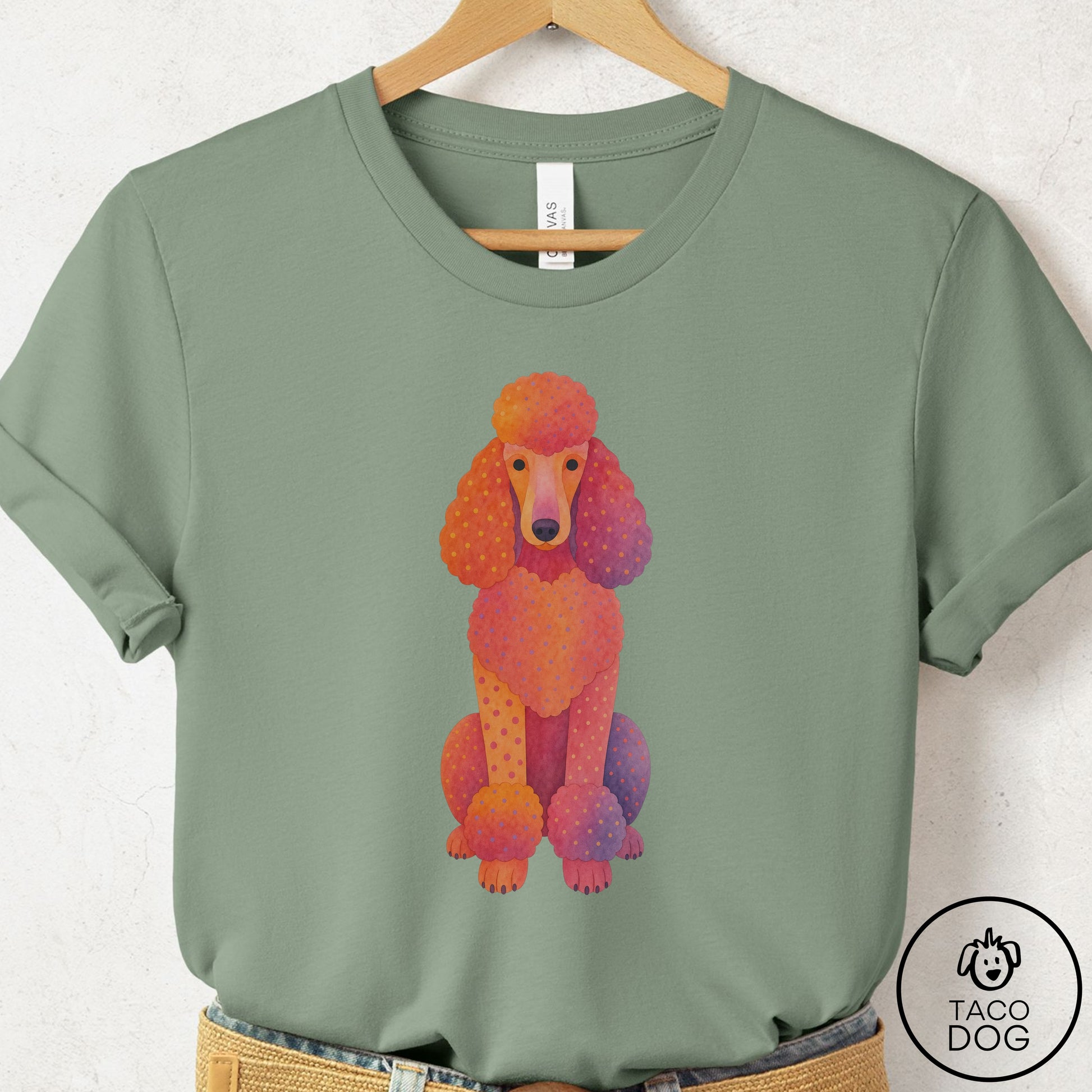 Poodle Gouache T-Shirt Sage Taco-Dog