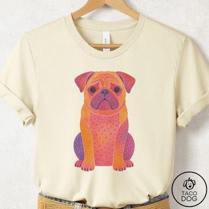 Pug Gouache T-Shirt Natural Taco-Dog
